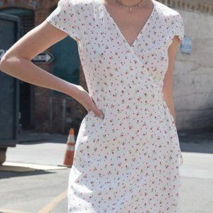 Brandy Melville red floral white tie around dress